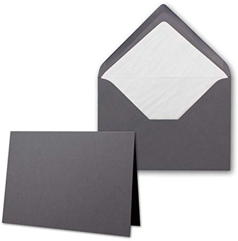 25 x Kartenpaket mit gefütterten Brief-Umschlägen - gerippt - DIN B6 - Granit-Grau - 12 x 17 cm - Nassklebung - NEUSER PAPIER