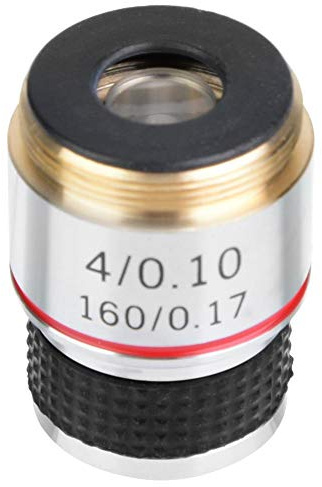 Microscope Lens,4X 185 Biological Microscope Achromatic Objectives Lens 160mm / 6.3inch 5×5×5cm Eliminate Unwanted Reflections