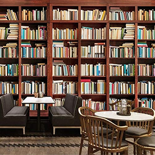 Benutzerdefinierte Wandbild Tapete für Wände 3D Stereoscopic Newspaper Books Bücherregal Bücherregal Arbeitszimmer Bibliothek Cafe Dekor Wandmalerei,240cm(W) x 220cm(H)