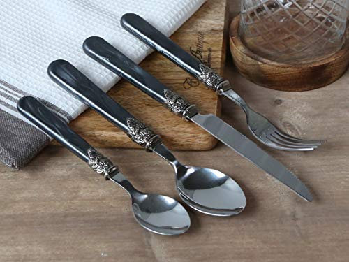 Linas Besteck in antique Kohle (Löffel, Gabel, Messer & Teelöffel 16 tlg. Set)