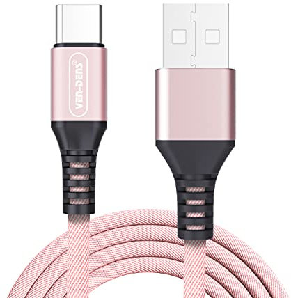 3A Charger Cable For Moto G54/G53/G84/G23/G14/G34/G22/G60s/G60/G50/G50 5G/E20/G10/G20/G30/G10 Power Charging Cable [1.5 M] High Speed Charging Charger Cable Fast Charge Nylon Braided Cable (ROSE GOLD)