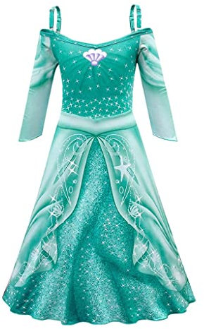 Lito Angels Meerjungfrau Prinzessin Arielle Kostüm Kleid Verkleidung für Mädchen Kinder, Größe 7-8 Jahre 128, Grün