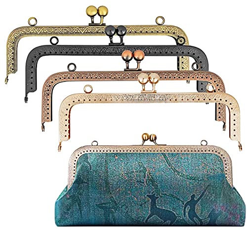Taschenrahmen, 4 Stück Geldbörse Rahmen Kuss Verschluss,Taschenrahmen Verschluesse,Geldbörse Rahmen für DIY Handtasche Machen Nähen Handwerk(4 Farben)