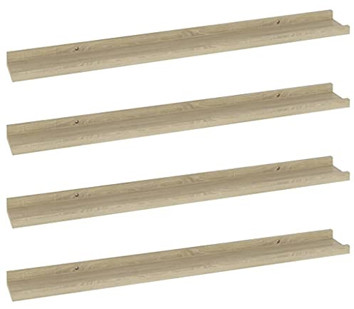 vidaXL Wall-Mounted Shelves in Sonoma Oak - Versatile, Durable, Easy-Clean MDF Shelves for Living Room, Bedroom, or Office - Set of 4