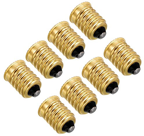 PATIKIL E14 a E12 Adaptador Convertidor, 8 Paquete Lámpara Soporte Europea Base (E14) a Candelabro Tornillo (E12) Reductor Luz Bombilla Zócalo, Dorado Tono