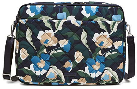 Vera Bradley Performance Twill Laptop Crossbody Workstation, Accessoire Technique Femme, Fleurs immergées, Taille Unique