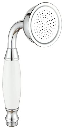 Wussh Soffione doccia classico tradizionale in ottone cromato lucido e soffione doccia in ceramica