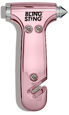 BLINGSTING Marteau de sécurité – Outil d'évacuation d'urgence automobile avec brise-fenêtre, coupe-ceinture de sécurité et sangle de visière de voiture réglable – Brise-vitre en verre trempé – Lame en