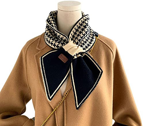OVLAJ Schal Warmhalter Krawattenschal Für Frauen Karierte Gestrickte Schals-Wym-1,12X95Cm