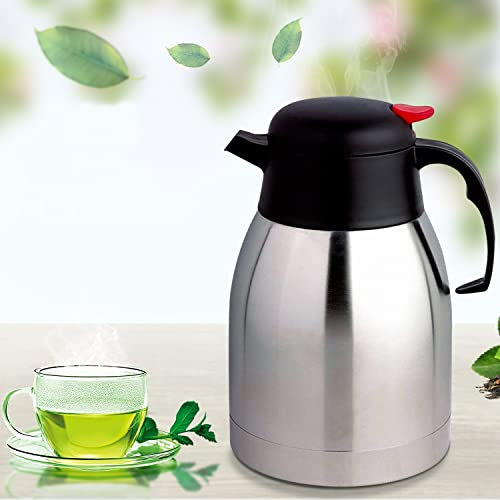 Thermos Flask Vacuum Insulated Dispenser Airpot Tea Pot 6-12 Hours Hot & Cold Coffee Double Wall Stainless Steel Water Bottle Push Button (Tea Pot 2L)
