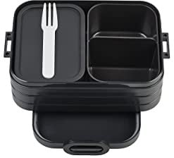 Mepal Bento Brotdose Midi Take A Break - Brotdose mit Bento Box - Für 2 Sandwiches oder 4 Brotscheiben - Lunchbox für kleine Snacks & Reste - Brotdose Erwachsene Essenbox mit Fächern - Nordic black
