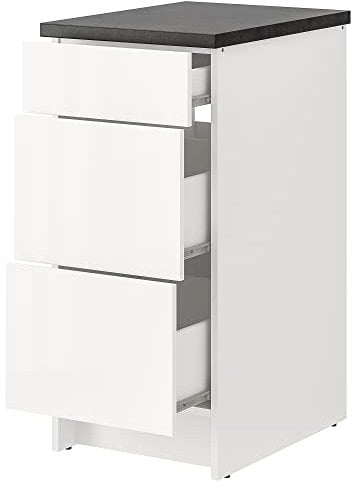IKEA KNOXHULT Unterschrank mit Schubladen, 40 cm, Weiß Hochglanz