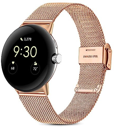 Issinlky Metallband kompatibel mit Google Pixel Watch, Mesh Edelstahl Metall Armband für Google Pixel Watch Männer Frauen
