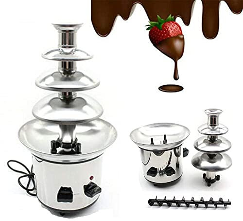 Fontana elettrica per fonduta di Cioccolato a 4 Livelli, Macchina per scaldare Il Cioccolato in Acciaio Inossidabile per Formaggio al Burro di Caramelle, 170 W