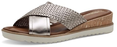 Tamaris Damen Plateau Mules Vegan Keilabsatz Sommer; LIGHT GOLD/metallic; 41