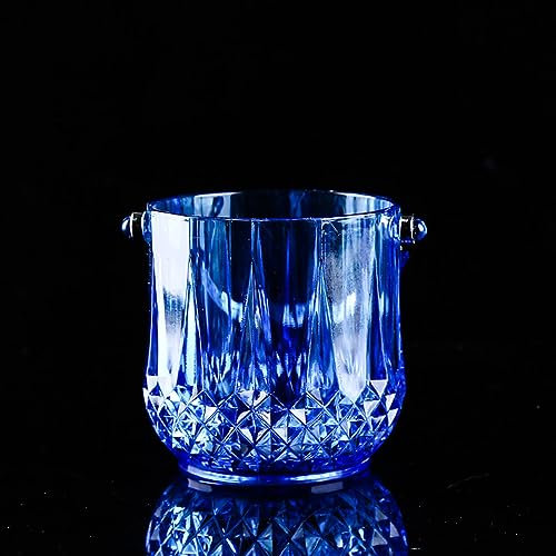 ZYFAB Cristal Acrílico Cubitera, Transparente Contenedor de Hielo Cubitera de Champaña Diamante Enfriador de Cerveza Vino con Asa para Bar Fiesta KTV,Azul,12 * 13 * 9.2cm