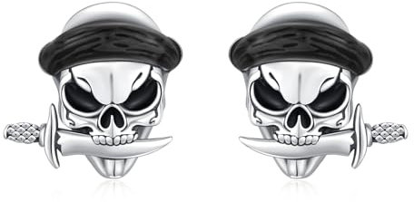 Totenkopf Ohrstecker Herren Damen 925 Sterling Silber Weihnachtsohrringe Schädel Ohrstecker Halloween Ohrringe Schmuck Geschenk