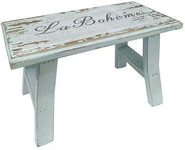 TentHome Vintage Hocker Holz Fußbank Fußstütze Natur Rustikaler Pflanzenhocker Blumenhocker Sitzhocker Kinderhocker Tritthocker Kinder Kleiner Holzhocker für Kinderzimmer Garten Blau