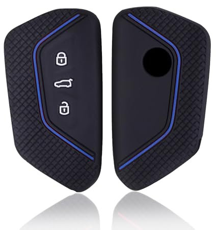 HooRLZ Vw Schlüsselhülle, Silikon autoschlüssel hülle Vw für Skoda Octavia Golf 8 7 5 MK 4 Tarraco Ateca Cupra Ibiza Seat Leon Schlüsselhülle, Golf 8 Schlüsselhülle, Cupra Schlüsselcover-Blau Linie