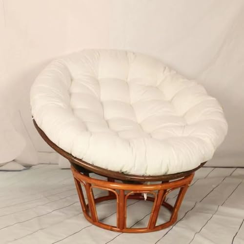 Papasansessel Kissen, Kissen für Hängesessel, wasserdichte Kissen Rund, Stuhlkissen Outdoor, Sitzkissen Gartenstuhl, Weiß, 110CM