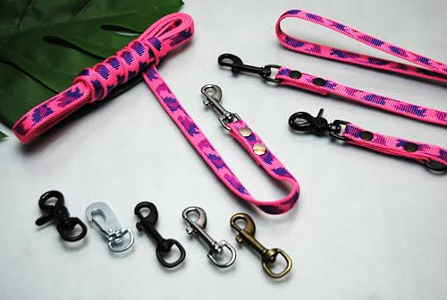 Leine Nylon Pink-Tarn 15mm x 1m Trainingsleine Führleine (Karabiner: Schwarz, Ohne Schlaufe)