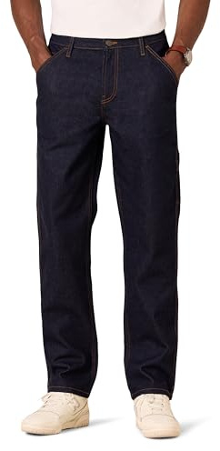Amazon Essentials Jeans de carpintero de ajuste relajado para hombre, lavado de enjuague, 30 de ancho x 32 de largo