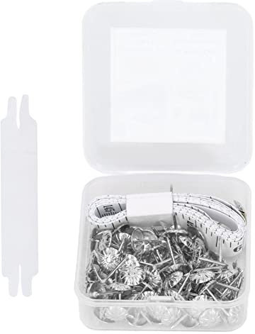 100 Stück (16 Mm) Polsternägel, Möbelnägel, Sortimentsset, Mini-Rundkopf-Möbel-Daumennadeln aus Karbonstahl, Dekorative Polsternägel, Gewindenägel für DIY-Projekte(Silber)
