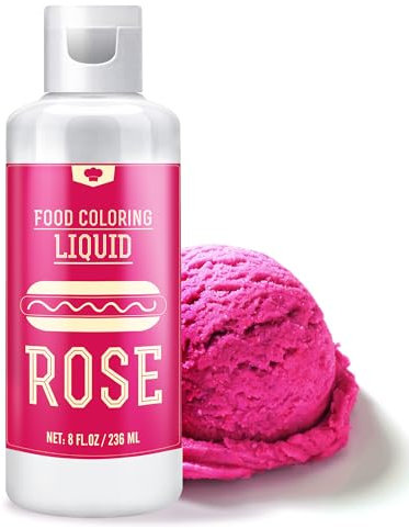 Lebensmittelfarbe - 236ml Flüssige Lebensmittel Farben zum Backen, Kuchen Dekorieren, Zuckerguss, Kekse und Macaron - Zuckerfrei Food Coloring für Getränken, Osterei, Seifen und Basteln (Rose)