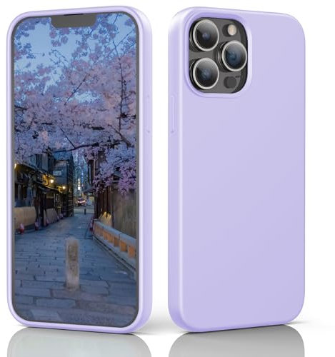TIIXXE Silicone Case Compatible with iPhone 13 Pro Max case Soft Ultra Slim Protective Shockproof Liquid Silicone Phone Case,Anti-Scratch Microfiber Lining, 6.1 Lilac Purple