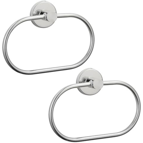 EOLAX Lot de 2 Anneaux Porte-Serviettes en Chrome - Support Mural Moderne en Acier Inoxydable - Accessoires de Salle de Bain