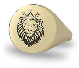 Gold Löwe Krone Siegelring - Benutzerdefinierte Krone Löwe Ring - Personalisierte Ring - Bold Statement Ring