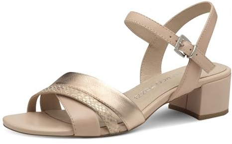 MARCO TOZZI Damen Sandalen mit Absatz mit Lederanteil Elegant, Rosa (Powder Comb), 40 EU