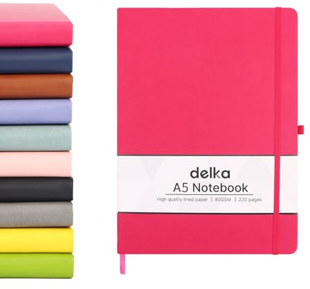 delka A5 Notebook – Lined Notepad Journal, Soft Cover Writing Pad for Office, School, College, Home & Business – Ideal for Note Taking, Daily Planning, Journaling & Study (DARK PINK, Pack of 1)