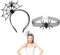 2 Stück Halloween Haarreif,Halloween Accessoires Damen Kostüm Spinne Haarreifen Spinnen Haarschmuck Erwachsene Kopfschmuck Spinnenkostüm Zubehör Spinnennetz Stirnband Halskette,für Hexen kopfbedeckung