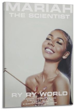 LOHAUKQD Mariah The Scientist Ry Ry WorldPop Songs, Album, Rapper, klassisches Album, Leinwanddruck, Unterschrift, Dekoration, Schlafzimmer, Zuhause, Büro, Teenager-Dekor, 40 x 60 cm, Rahmenstil-1