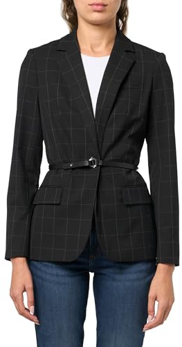 Calvin Klein Damen Langarm mit Gürtel und Taschen Jacke, schwarz / creme, 44