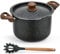 NutriChef Pentola Pasta 4,7 Litri, Pentola con Scolapasta Incorporato e Forchettone, Pentola Antiaderente, Manici Resistenti al Calore, Facile da Pulire, Nero Marmo