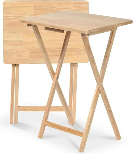 JYZ Folding Snack Table, Wooden, small folding table Natural (1)