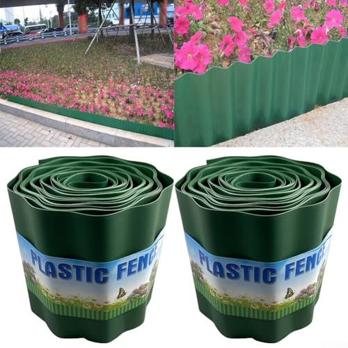 2 Stück Garten-Raseneinfassung, Rolle, flexible Garteneinfassung, Gartenumrandung für Rasen, Blumen, Beete, Wege