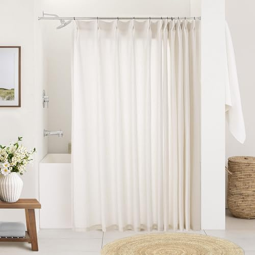 Natürliche Plissee-Vorhänge aus Leinen, 183 cm lang, 183 cm breit, für Wohnzimmer, Badezimmer, lichtfilternd, halbtransparent, 183 x 183 cm, Boho, neutrale Quetsch-Plissee-Vorhang, 1 Paneel