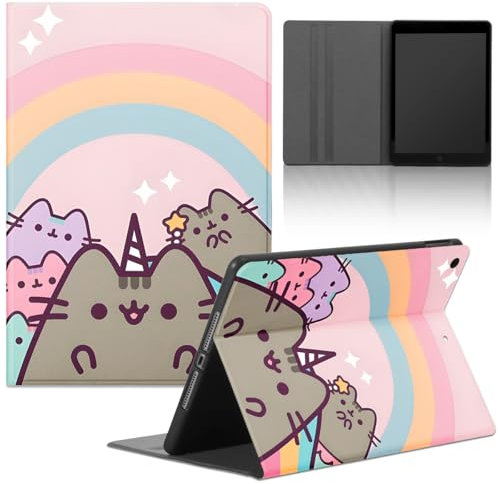 Tablet Coque pour Apple iPad Mini 4/iPad Mini 5 7,9, Cuir PU en Silicone Mignon Chaton Pusheen Cute Cartoon Cat Anime Motif Housse Protection Fonction Support Anti TPU Cover, Motif