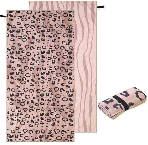 ELAKIRI Microfaser Badetuch Groß 90x180cm -Strandtuch XXL Weich & Hautfreundlich - Mikrofaser Badetuch Schnelltrocknend & Pflegeleicht - Rosa Leopard Beach Towel für Pool,Strand