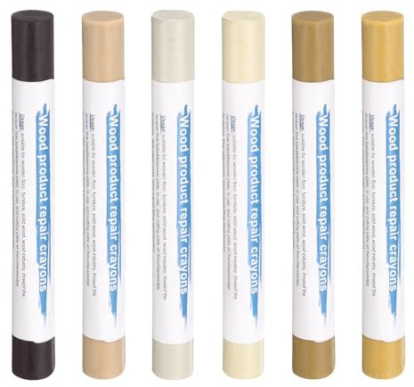QUARKZMAN Holzfüllstifte 6 Farben Holz Wachs Touch Up Möbel Reparatur Kreiden für Mittelbraun, Weißes Ahorn, Ahorn, Beige, Hellgrau, Dunkleiche