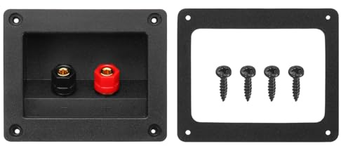 sourcing map 3 Inch Square Speaker Box Terminal Cup, 2-Way Subwoofer Plug Connector Double Binding Posts Spring Loaded Jack for Car Stereo Speaker Wire Sub Boxs