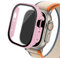 EZZON Boîtier en verre pour Apple Watch Ultra 2, 49mm, smar twatch PC, protecteur d'écran pare-chocs, couverture trempée, accessoires de bande série iwatch(Red pink 06,Ultra 49mm)
