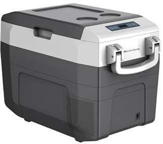 Familie Melchioni | Tragbarer Kühlschrank mit doppeltem Fach - Temperatur von +10°C bis -18°C, LED, Display, versenkbare Griffe, 12/24V Auto, optionaler 220V Adapter