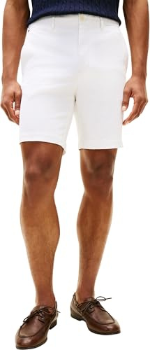 Tommy Hilfiger Herren Chino Shorts Dover Twill aus Baumwolle mit Stretch, Weiß (Th Optic White), 34W