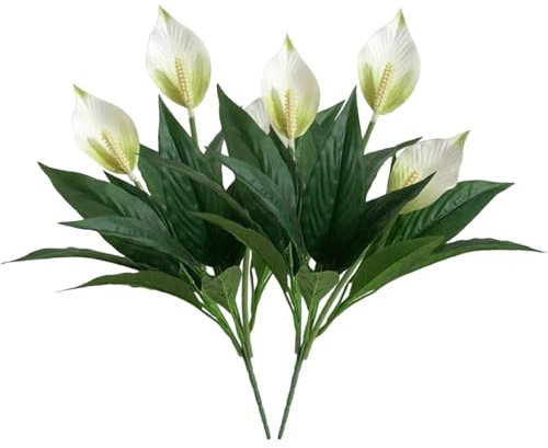 Lawnrden 2PCS Calla Lily Artificial Flowers, Height Realistic Plants, Easy Care Realistic Flowers, White Calla Lily, For Wedding Home Garden Decoration, Artificial