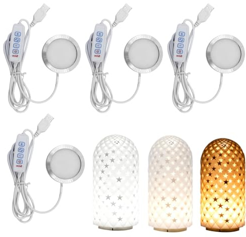 4 Stück 3D-Drucker LED-Lampen-Set, Nachtlicht Modelle mit 3 Farben, 3D-Drucker Teil LED Licht Beleuchtung, DIY-Hardware-Ersatzteile, USB-betrieben, für Bambu Lab Makerworld A1/A1mini/P1S/P1P/X1C