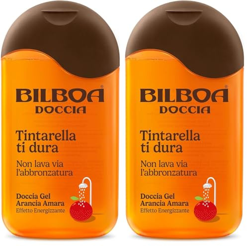 Bilboa Doccia Gel Arancia Amara, Tintarella Ti Dura, Non Lava Via l'Abbronzatura, Effetto energizzante, Dermatologicamente testato, 220 ml (Confezione da 2)
